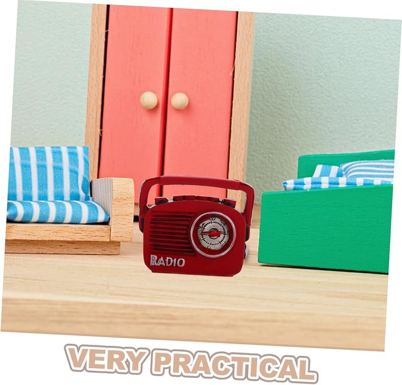 راديو راتنج عتيق نموذج مصغر زخرفة رجعية ديكور المنزل دعامة التصوير - Image 3